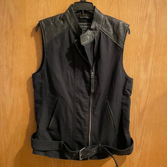 NEW Lucky Brand Womens Black Moto Vest - Picture 4 of 5